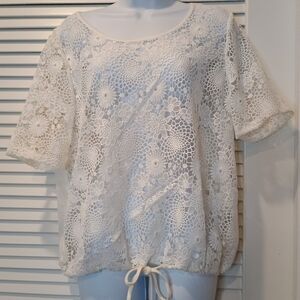 Skyes The Limit Elegant White Lace Top Size Large